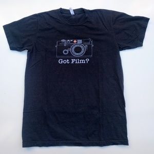 Men's black t-shirt with Leica logo "Got Film?"